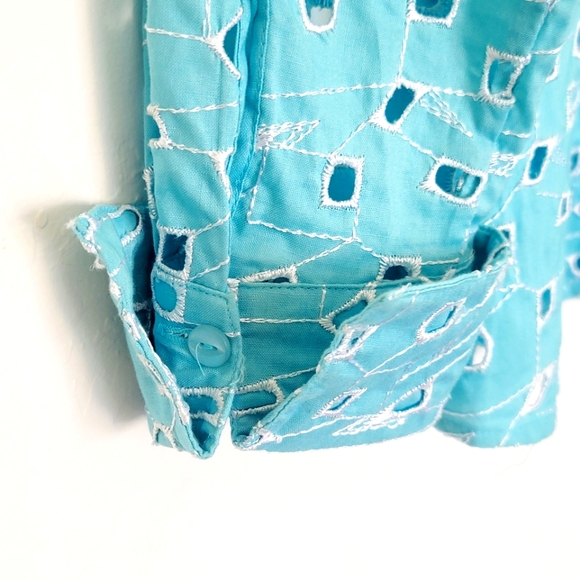 90s/Y2K Savvy by DT Studio Eyelet Button Down Blouse/Jacket - Picture 5 of 7